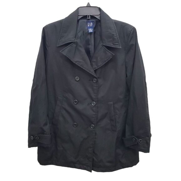 GAP Jackets & Blazers - GAP Women's Vintage Black LS Lightly Insulated Peacoat Trench Coat‎ Size M